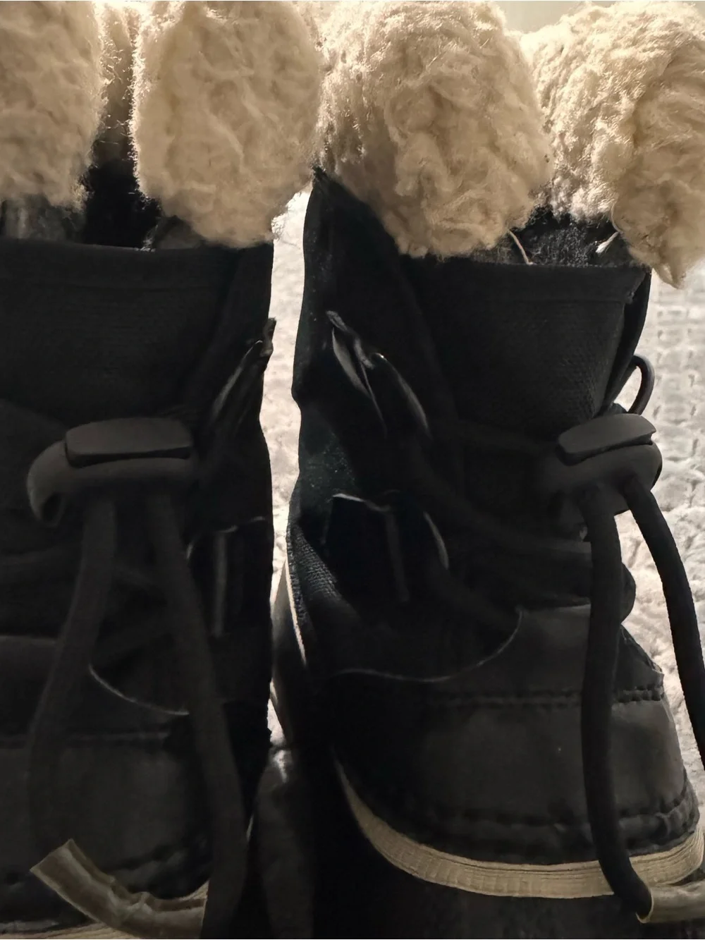 Sorel Kids Black Rain & Cream Faux-Fur Trim Boot